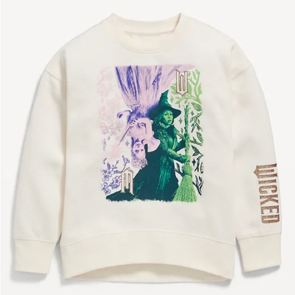 Old Navy Girls Wicked Glinda Elphaba Graphic Sweatshirt XL 14-16 NWOT